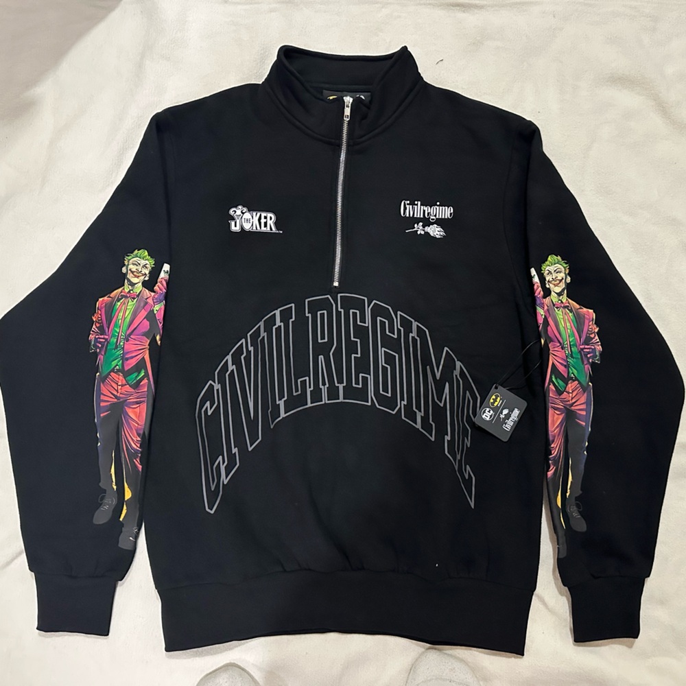 Civil Regime Black Joker Quarter Zip Up Sweater